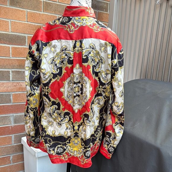 Zara AW18 Printed Chain Shirt Red Size XS - Picture 8 of 10